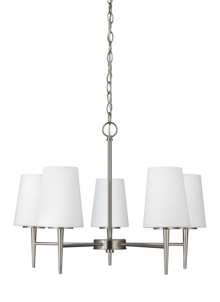 Driscoll contemporary 5-light indoor dimmable ceiling chandelier pendant light in brushed nickel sil