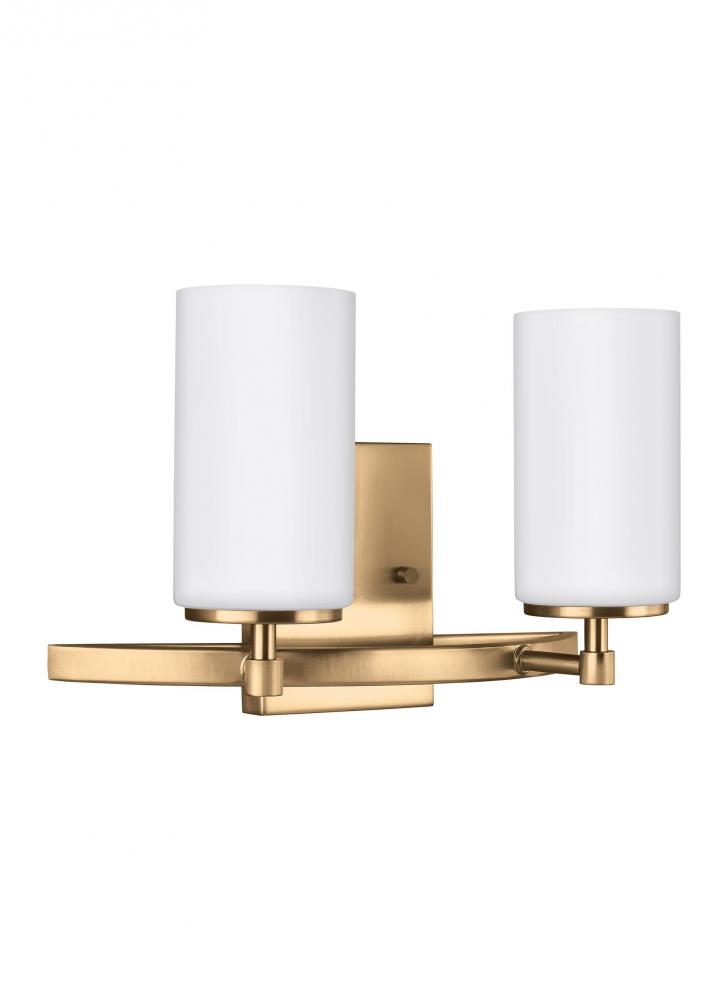 Alturas contemporary 2-light indoor dimmable bath vanity wall sconce in satin brass gold finish with