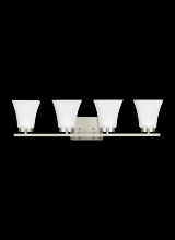 Generation Lighting 4411604-962 - Bayfield contemporary 4-light indoor dimmable bath vanity wall sconce in brushed nickel silver finis