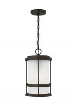 Generation Lighting 6290901-71 - Wilburn modern 1-light outdoor exterior ceiling hanging pendant lantern in antique bronze finish wit