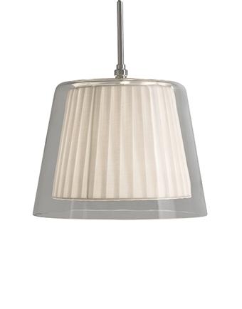 Single Lamp Pendant with Cotton Shade in Clear Glass