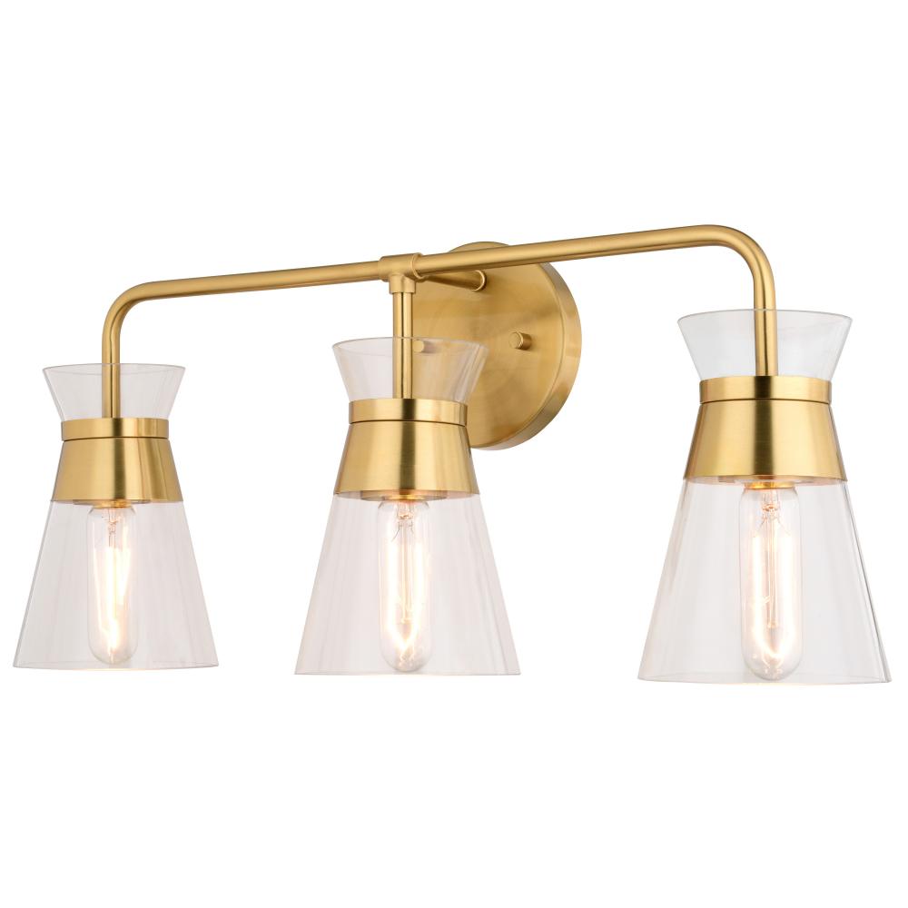 Harper 3 Light Vanity Natural Brass