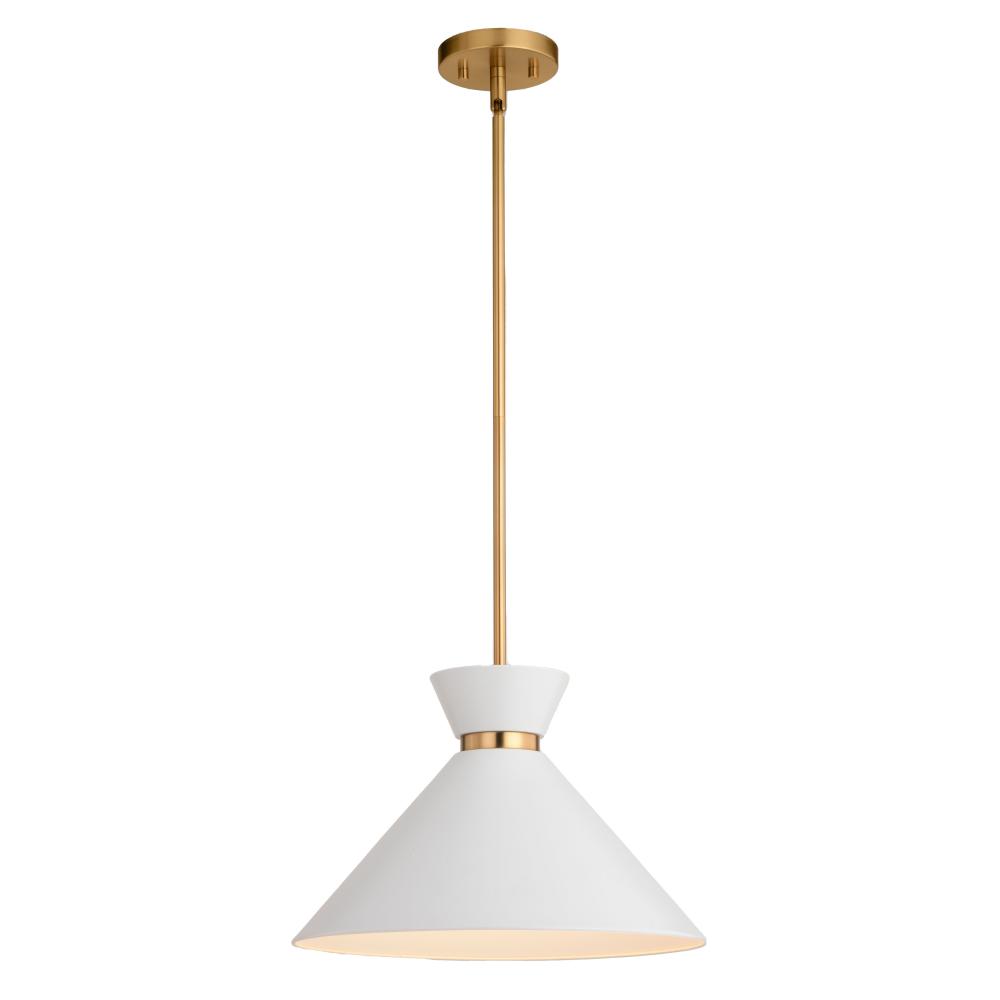 Racine 15-in 1 Light Pendant Matte White and Natural Brass