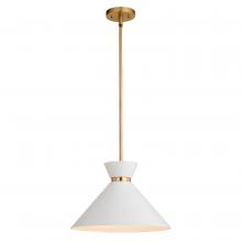 Vaxcel International P0399 - Racine 15-in 1 Light Pendant Matte White and Natural Brass