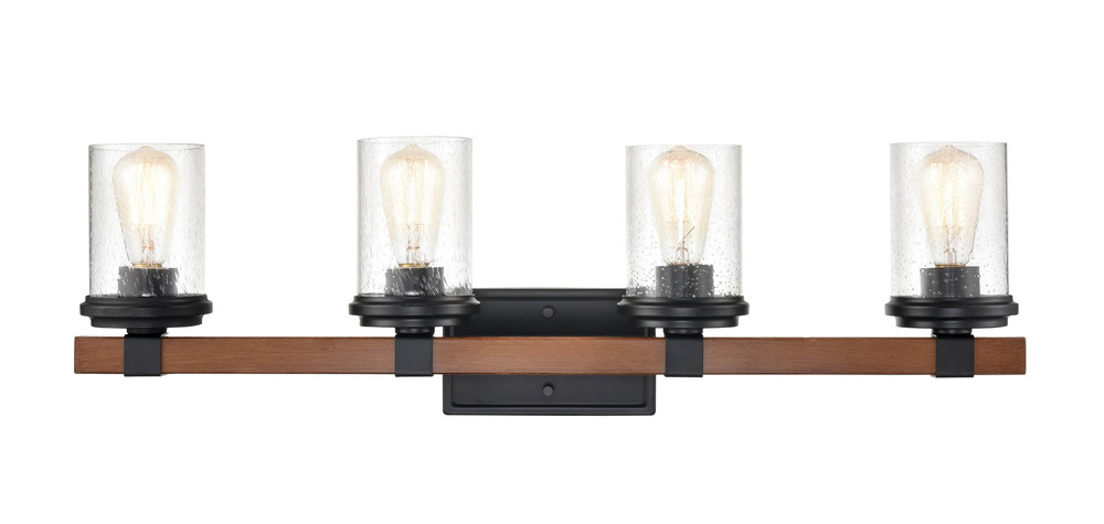 Taos 4-Light Vanity Matte Black/Wood Grain