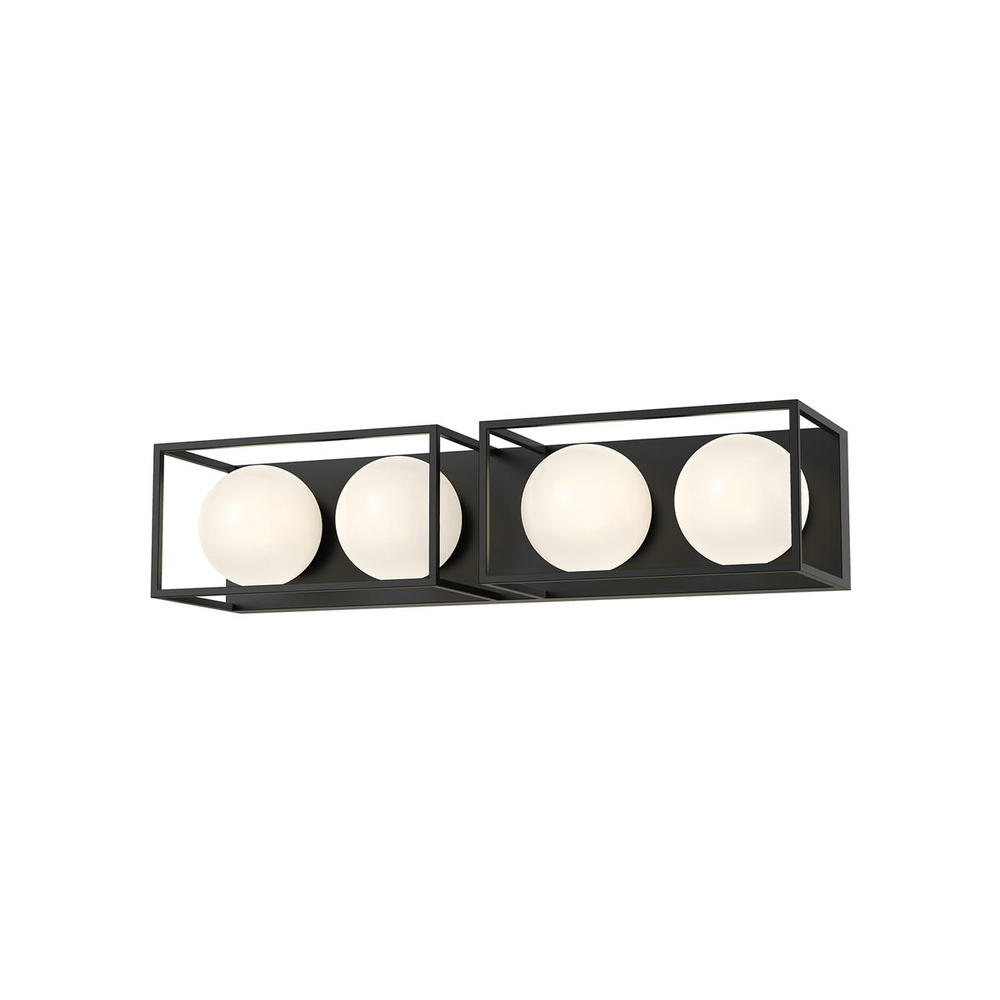 Amelia 27-in Matte Black/Opal Matte Glass 4 Lights Vanity