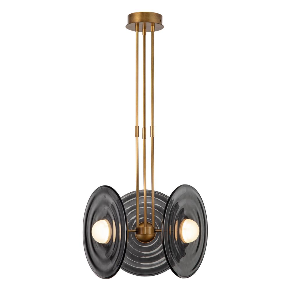 Harbour 18-in Vintage Brass/Smoked LED Pendant