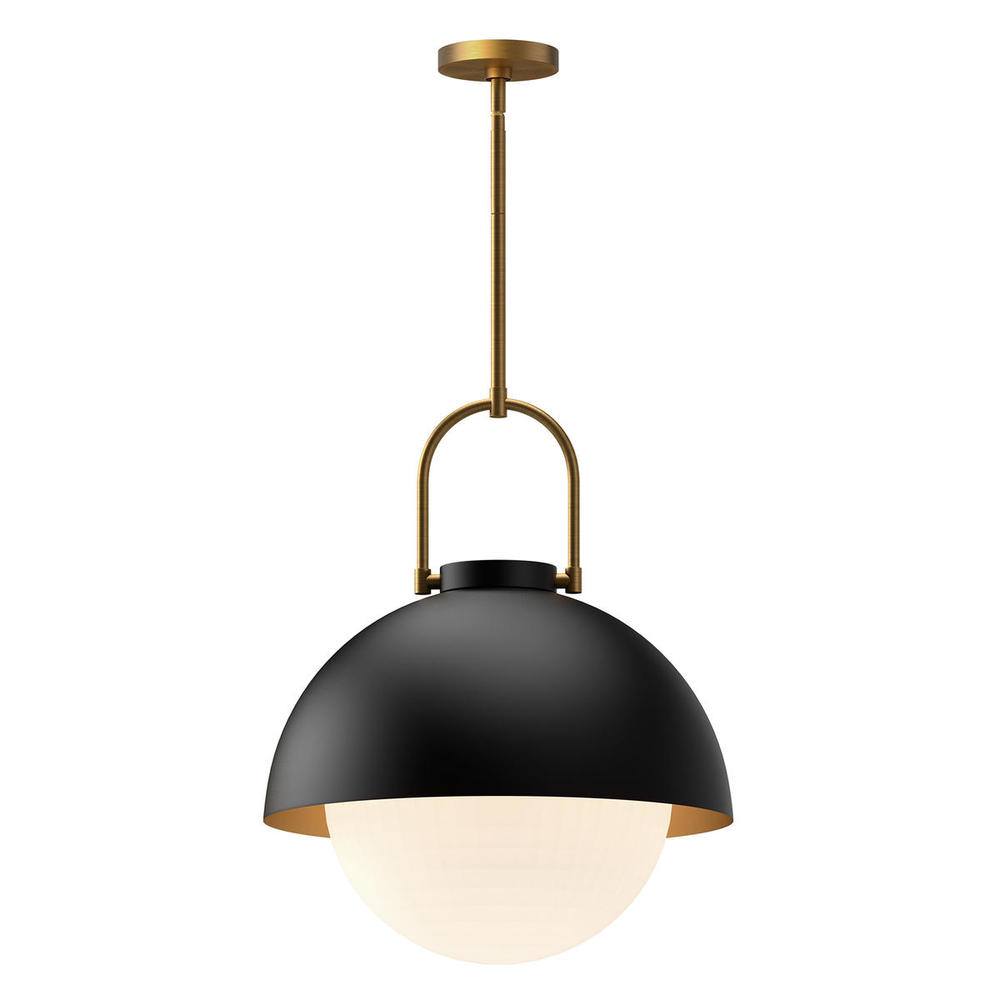 Harper 16-in Matte Black/Opal Matte Glass 1 Light Pendant