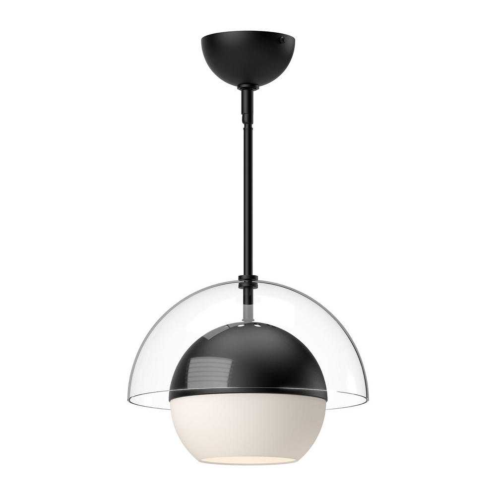 Lucy 12-in Matte Black/Opal Matte Glass 1 Light Pendant