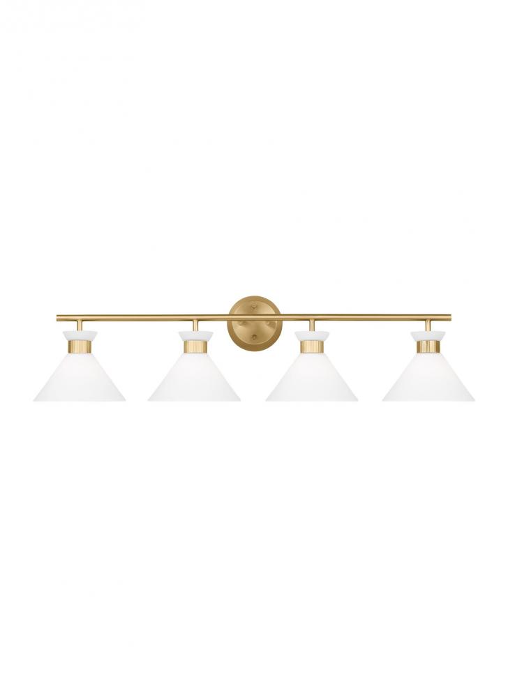 Belcarra Modern 4-Light Bath Vanity Wall Sconce in Satin Brass Gold