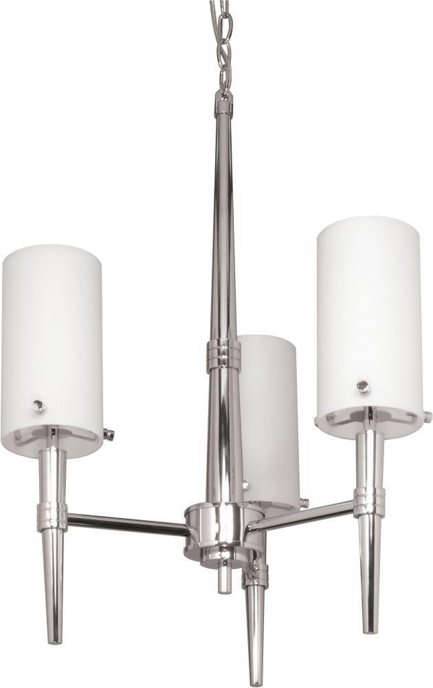 Jet; 3 Light; 18-1/4in.; Halogen Chandelier with Satin White Glass; Lamps Included