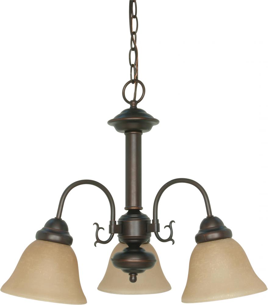 Ballerina - 3 Light Chandelier with Champagne Linen Washed Glass - Mahogany Bronze Finish