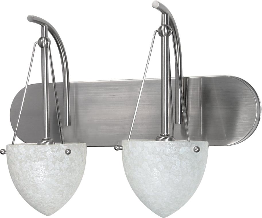2-Light 18" Wall Mounted Vanity Fixture in Brushed Nickel Finish with Water Spot Glass