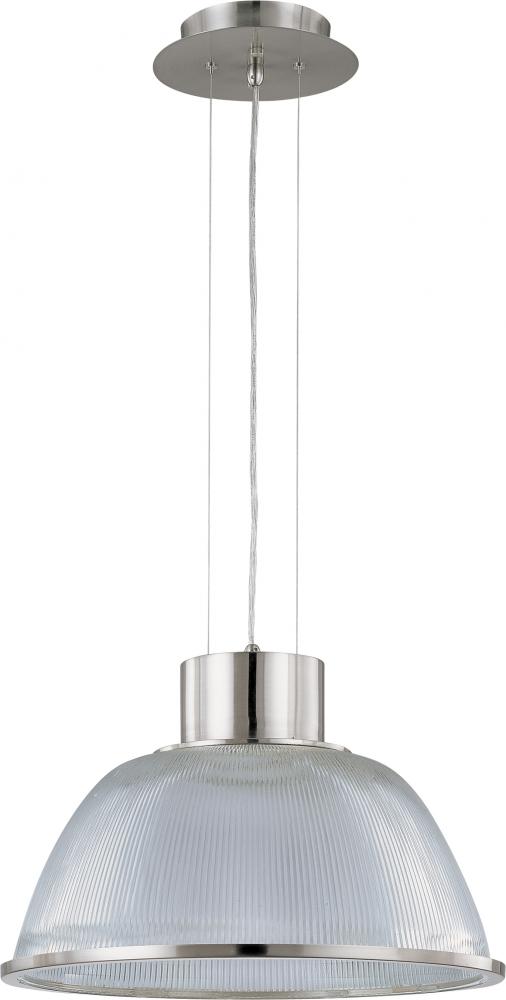 1-Light 20" Pendant Light Fixture in Brushed Nickel Finish with Clear Prismatic Glass
