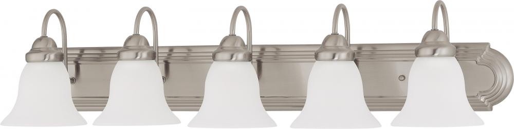 Ballerina - 5 Light 36" Vanity with Frosted White Glass - Brushed Nickel Finish