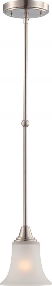 Surrey - 1 Light Mini Pendant with Frosted Glass - Brushed Nickel Finish