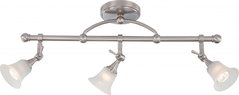 Surrey - 3 Light Fixed Track Bar with Frosted Glass - Brushed Nickel Finish