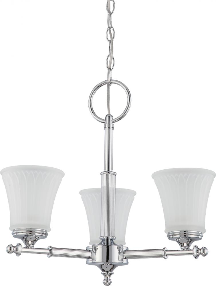 Teller - 3 Light Chandelier with Frosted Etched Glass - Polished Chrome Finish