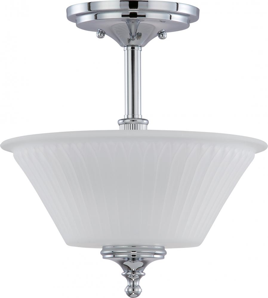 Teller - 2 Light Semi Flush with Frosted Etched Glass - Polished Chrome Finish