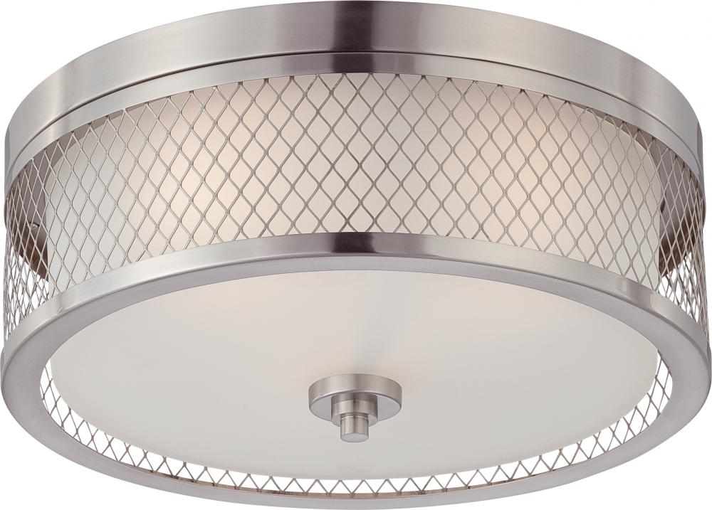 Fusion - 3 Light Flush Dome with Frosted Glass - Brushed Nickel Finish