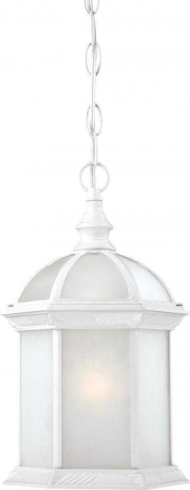 1-Light 14" Outdoor Hanging Light Fixture in White Finish with Frosted Glass and (1) 18W GU24