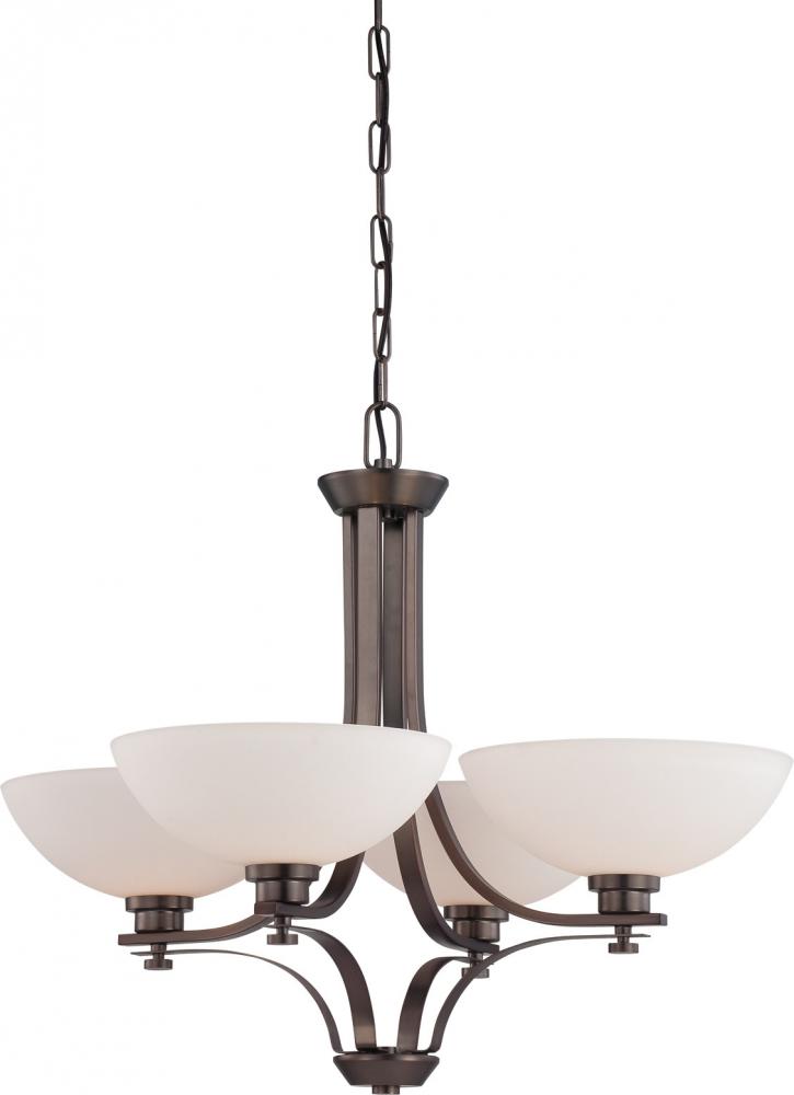 4-Light Hazel Bronze Chandelier with Frosted Glass