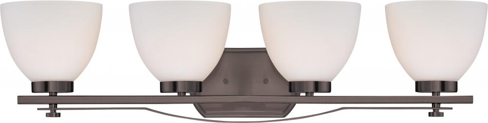 4-Light Wall Mounted Vanity Light in Hazel Bronze Finish with Frosted Glass