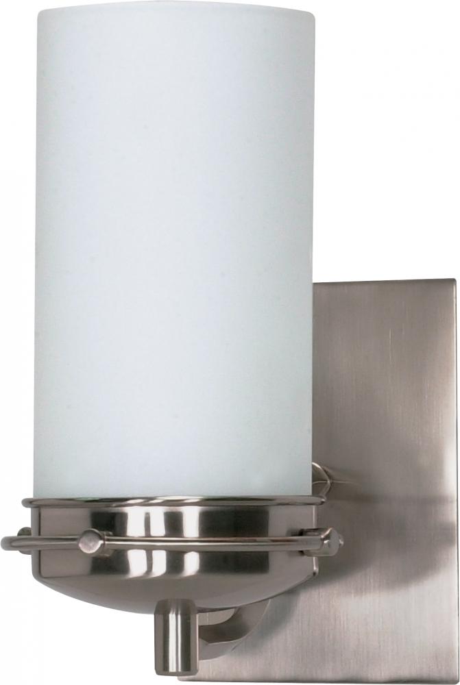 Polaris - 1 Light Vanity with Satin Frosted Glass Shade - Brushed Nickel Finish