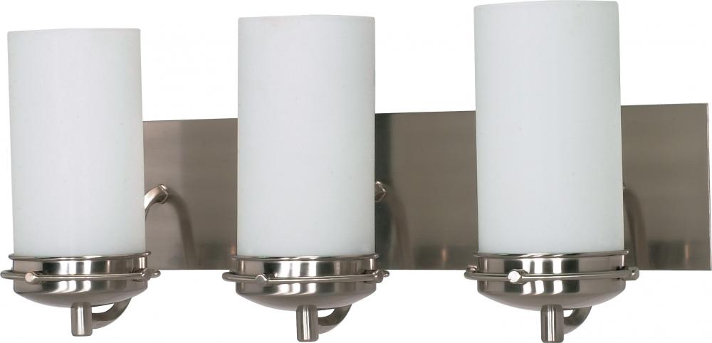 Polaris - 3 Light Vanity with Satin Frosted Glass - Brushed Nickel Finish