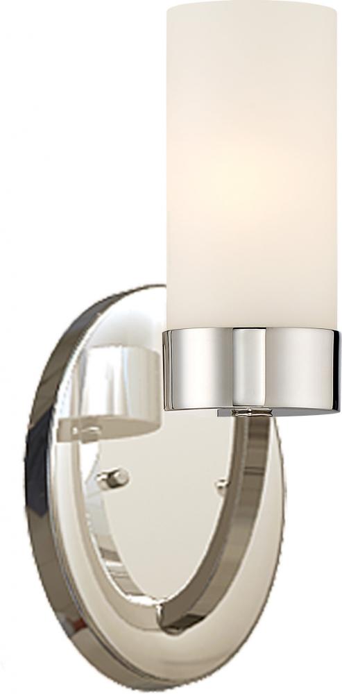 Denver - 1 Light Vanity with Satin White Glass - Polished Nickel Finish