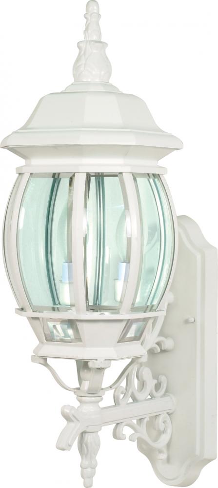 Central Park - 3 Light 22" Wall Lantern with Clear Beveled Glass - White Finish