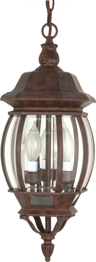 Central Park - 3 Light 20" Hanging Lantern with Clear Beveled Glass - Old Bronze Finish