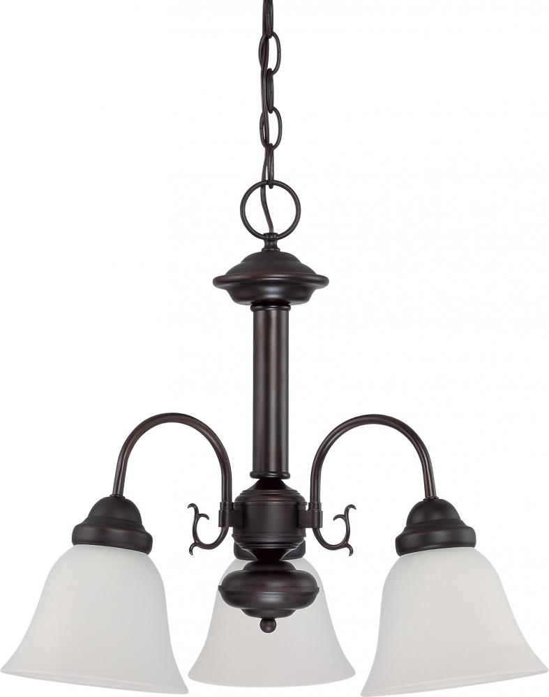 3 Light - Ballerina LED Chandelier - Mahogany Bronze Finish - Frosted Glass - Lamps Included