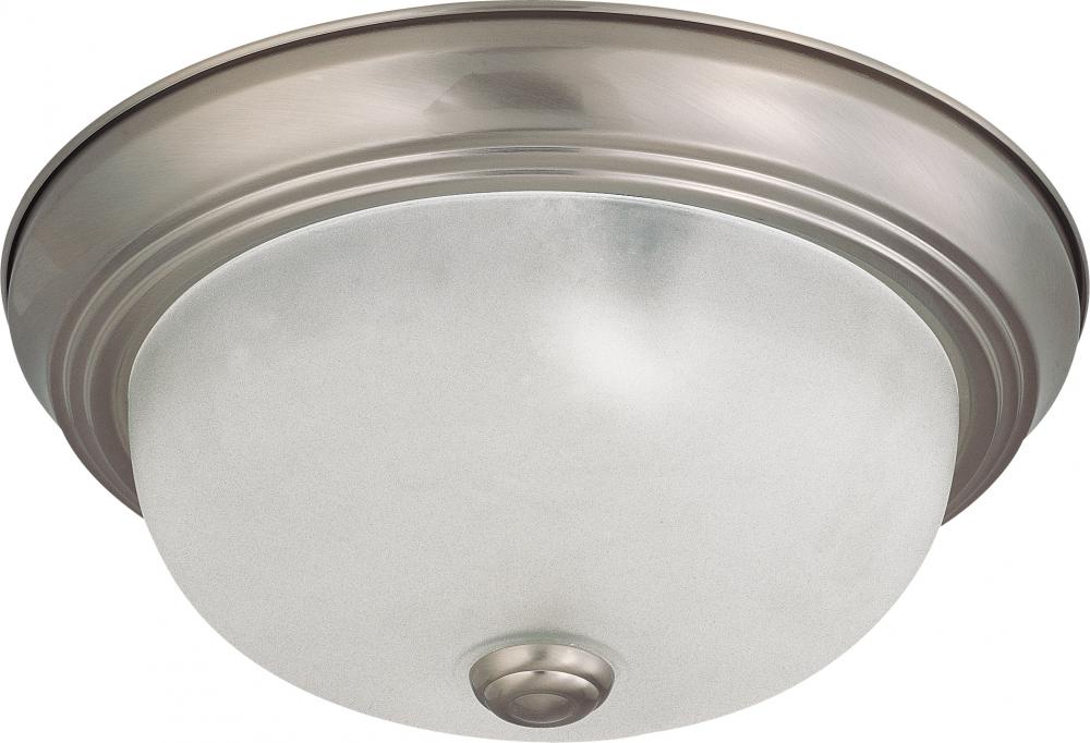 2 Light - LED 11" Flush Fixture - Brushed Nickel Finish - Frosted Glass - Lamps Included