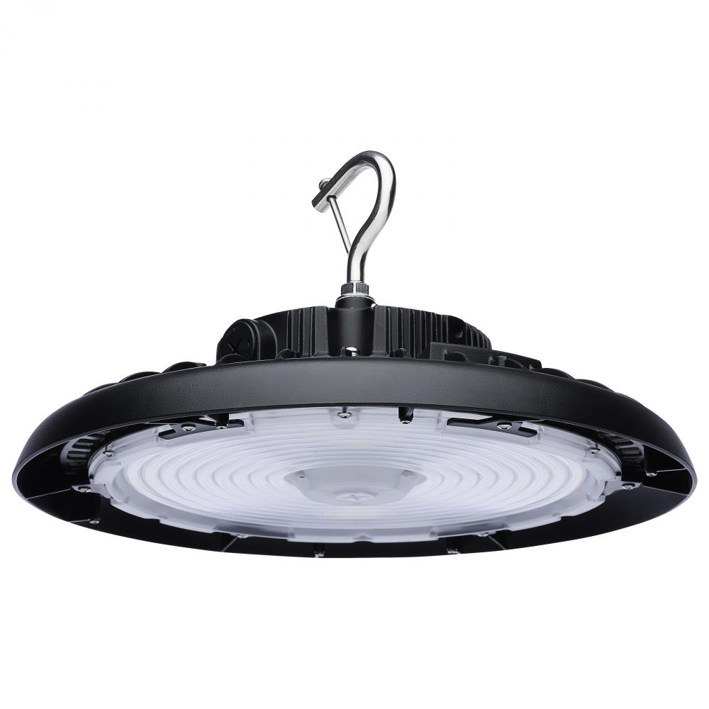 Wattage 150W/175W/200W and CCT Selectable 3K/4K/5K LED UFO High Bay; 120-347 Volt; Black Finish