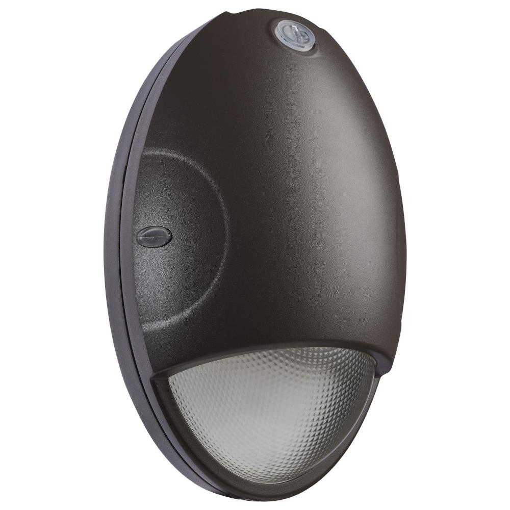 Oval Small Emergency Wall Pack; LED; CCT Selectable; Photocell; Bronze Finish