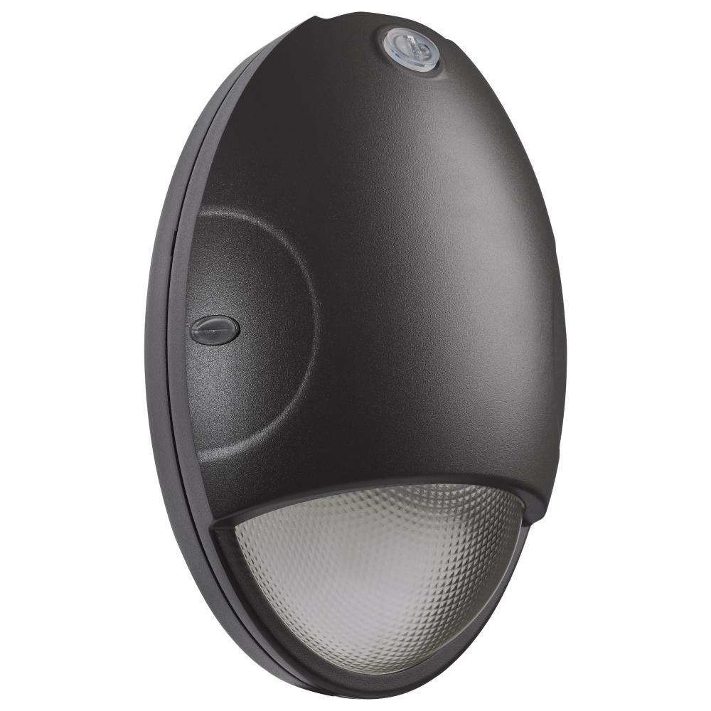 Oval Small Emergency Wall Pack; LED; CCT Selectable; Photocell; Black Finish