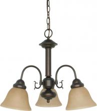 Nuvo 60/1252 - Ballerina - 3 Light Chandelier with Champagne Linen Washed Glass - Mahogany Bronze Finish