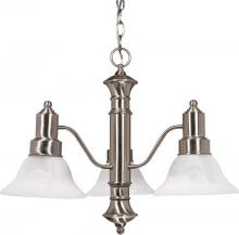Nuvo 60/190 - Gotham - 3 Light Chandelier with Alabaster Glass - Brushed Nickel Finish