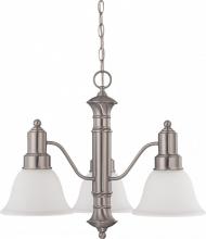 Nuvo 60/3243 - Gotham - 3 Light Chandelier with Frosted White Glass - Brushed Nickel Finish