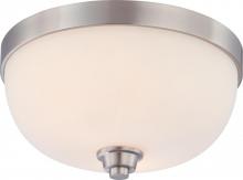 Nuvo 60/4192 - Helium - 2 Light Flush Dome with Satin White Glass - Brushed Nickel Finish