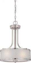 Nuvo 60/4686 - Fusion - 3 Light Pendant with Frosted Glass - Brushed Nickel Finish