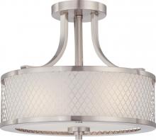 Nuvo 60/4692 - Fusion - 3 Light Semi Flush with Frosted Glass - Brushed Nickel Finish