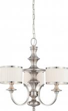 Nuvo 60/4734 - Candice - 3 Light Chandelier with Pleated White Shades - Brushed Nickel Finish