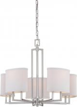 Nuvo 60/4755 - Gemini - 5 Light Chandelier with Slate Gray Fabric Shades - Brushed Nickel Finish