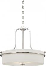 Nuvo 60/5108 - Loren - 3 Light Pendant with White Linen Shade - Polished Nickel Finish