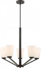 Nuvo 60/6346 - Nome - 5 Light Chandelier with Satin White Glass - Mahogany Bronze Finish