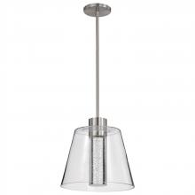 Nuvo 62/2192 - Aura; 12 Inch LED Pendant; Brushed Nickel; K9 Bubble Crystal; 3000K CCT