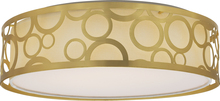Nuvo 62/986 - 15" Filigree LED Decor Flush Mount Fixture - Natural Brass Finish - White Fabric Shade