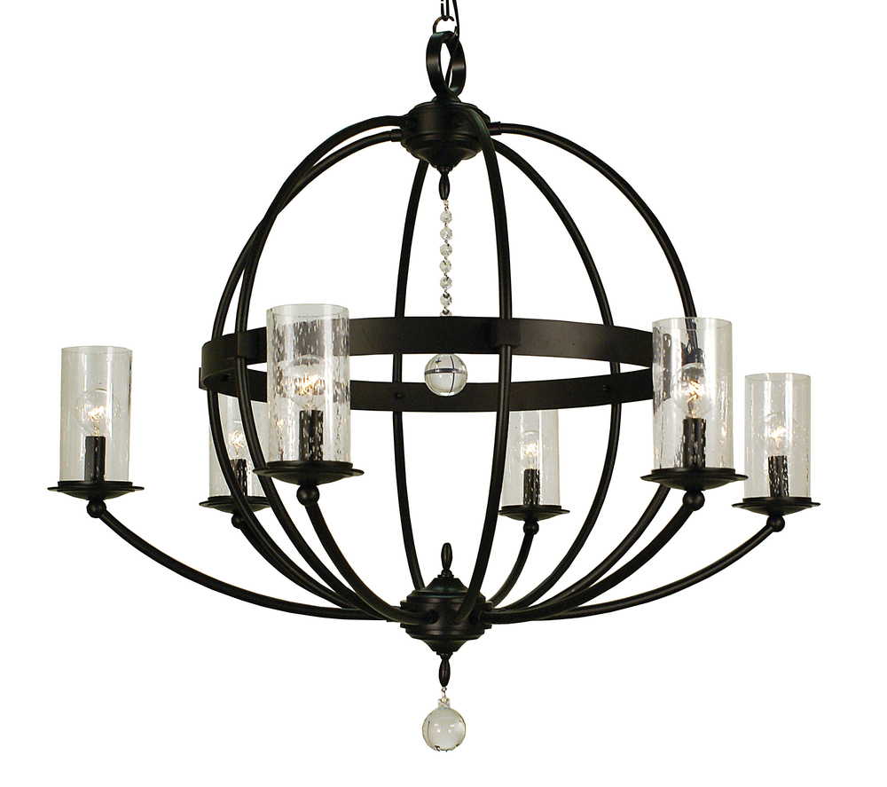 6-Light Polished Nickel Compass Foyer Chandelier